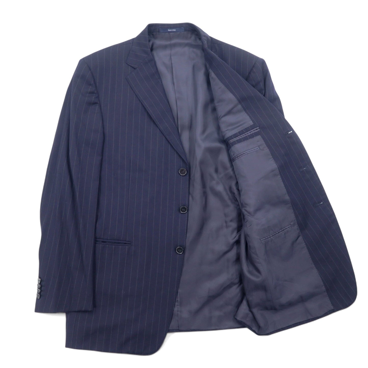 Ermenegildo Zegna イタリア製 テーラードジャケット XL ネイビー ウール ストライプ