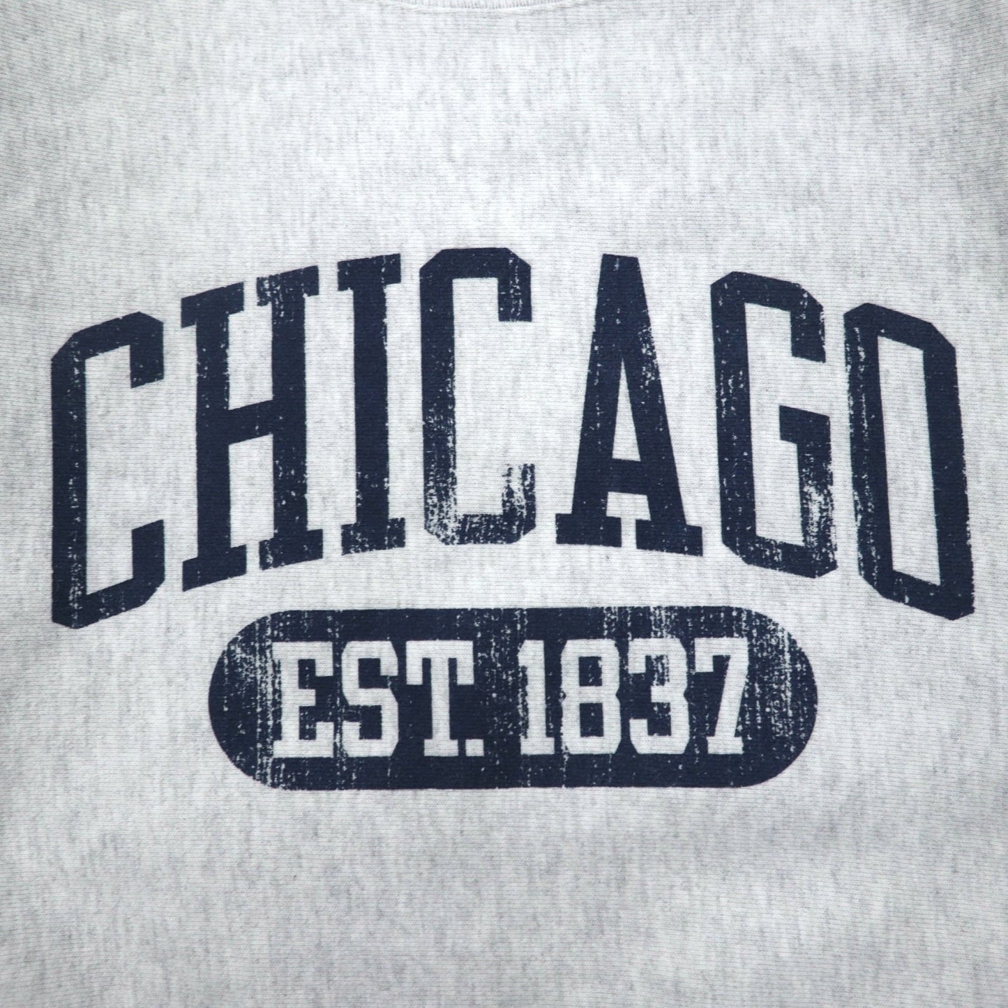 Champion リバースウィーブ REVERSE WEAVE スウェット L グレー カレッジ プリント CHICAGO アーチロゴ 青単タグ 復刻 エルサルバドル製