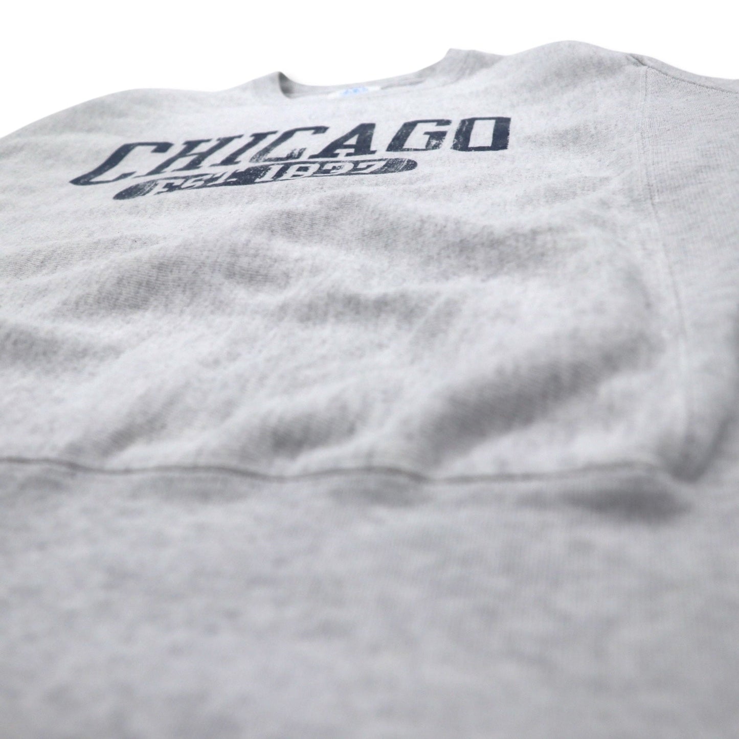 Champion リバースウィーブ REVERSE WEAVE スウェット L グレー カレッジ プリント CHICAGO アーチロゴ 青単タグ 復刻 エルサルバドル製
