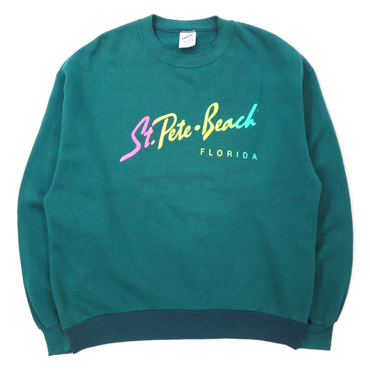 JERZEES USA製 90年代 プリント スウェット L グリーン コットン St. Pete Beach FLORIDA