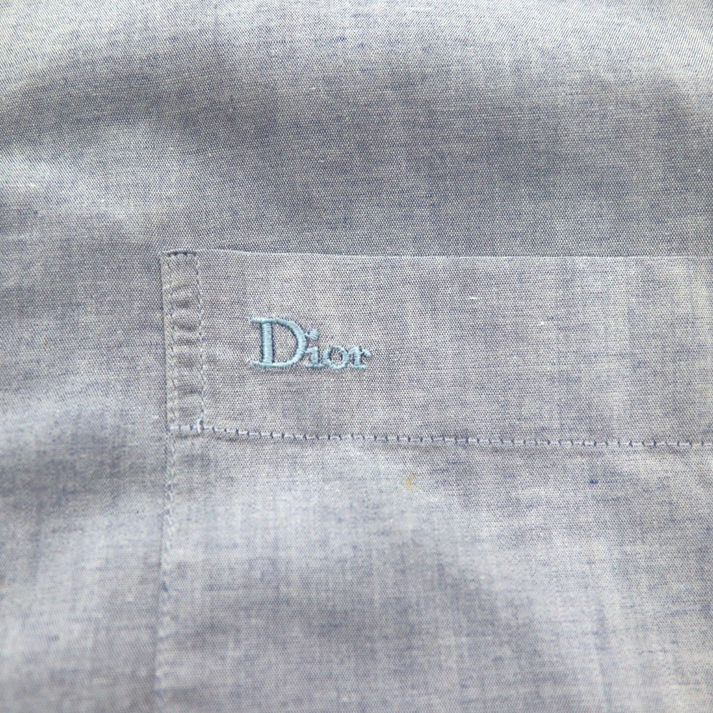 Christian Dior MONSIEUR オールド シャンブレーシャツ L ブルー ワンポイントロゴ刺繍