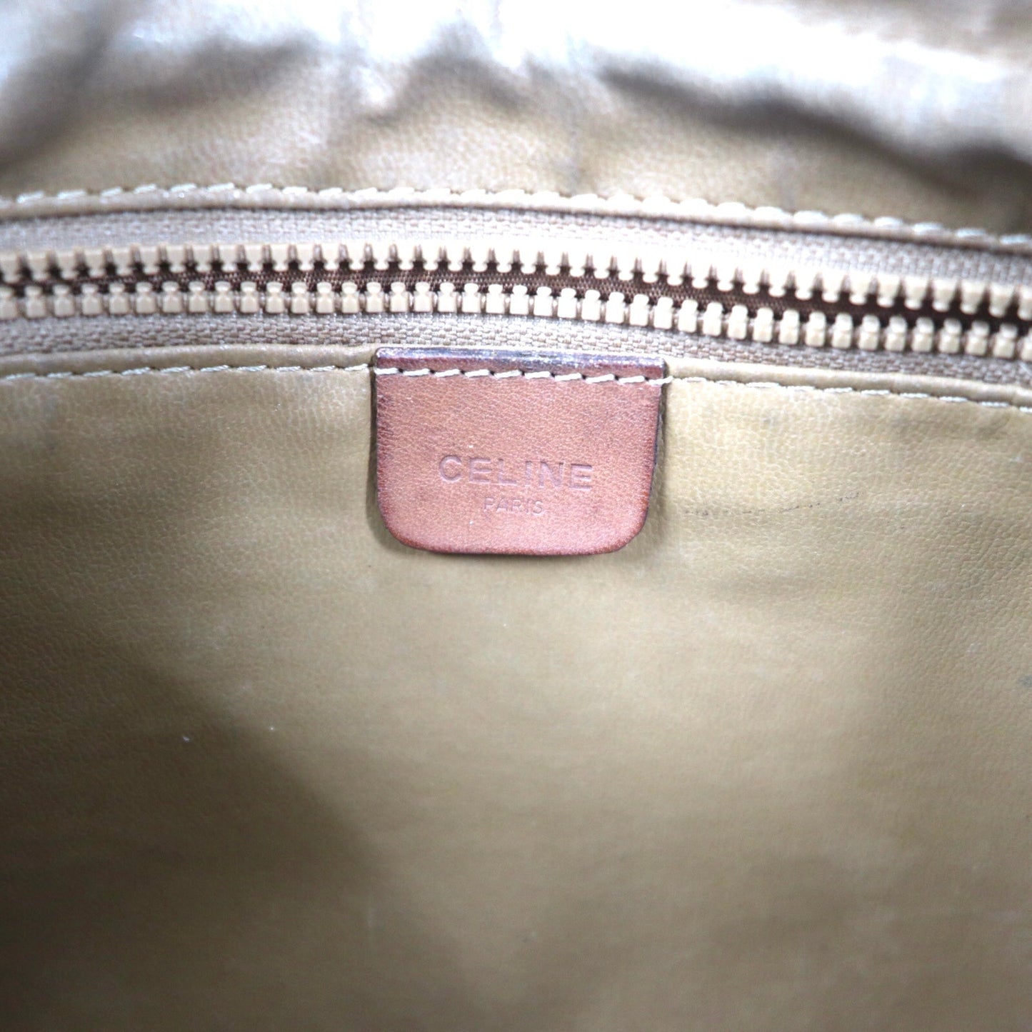CELINE セカンドバッグ ブラウン レザー マカダム柄 M07 イタリア製