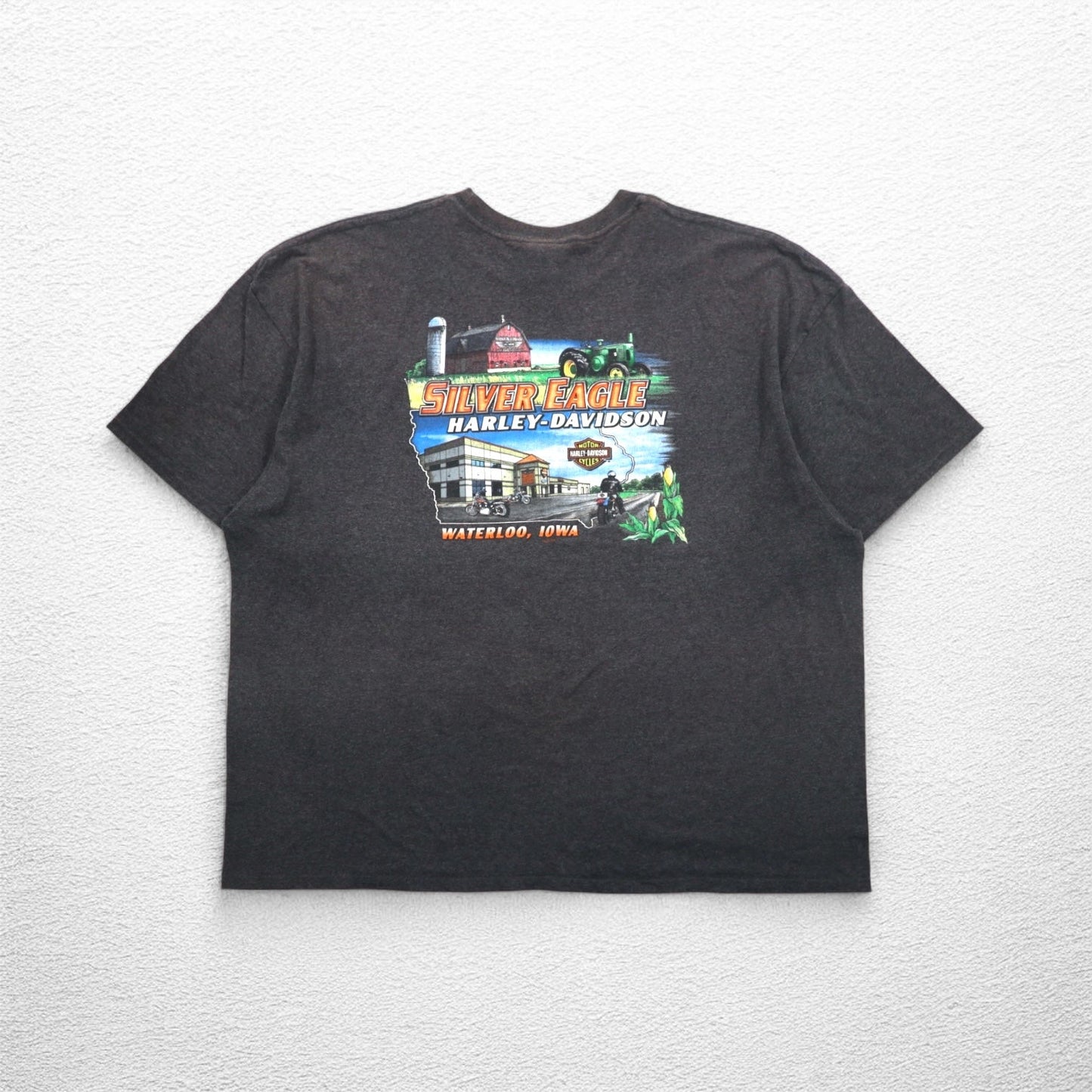HARLEY DAVIDSON 両面プリント Tシャツ 3XL グレー SILVER EAGLE ニカラグア製