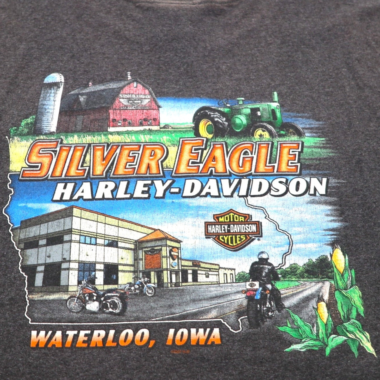 HARLEY DAVIDSON 両面プリント Tシャツ 3XL グレー SILVER EAGLE ニカラグア製