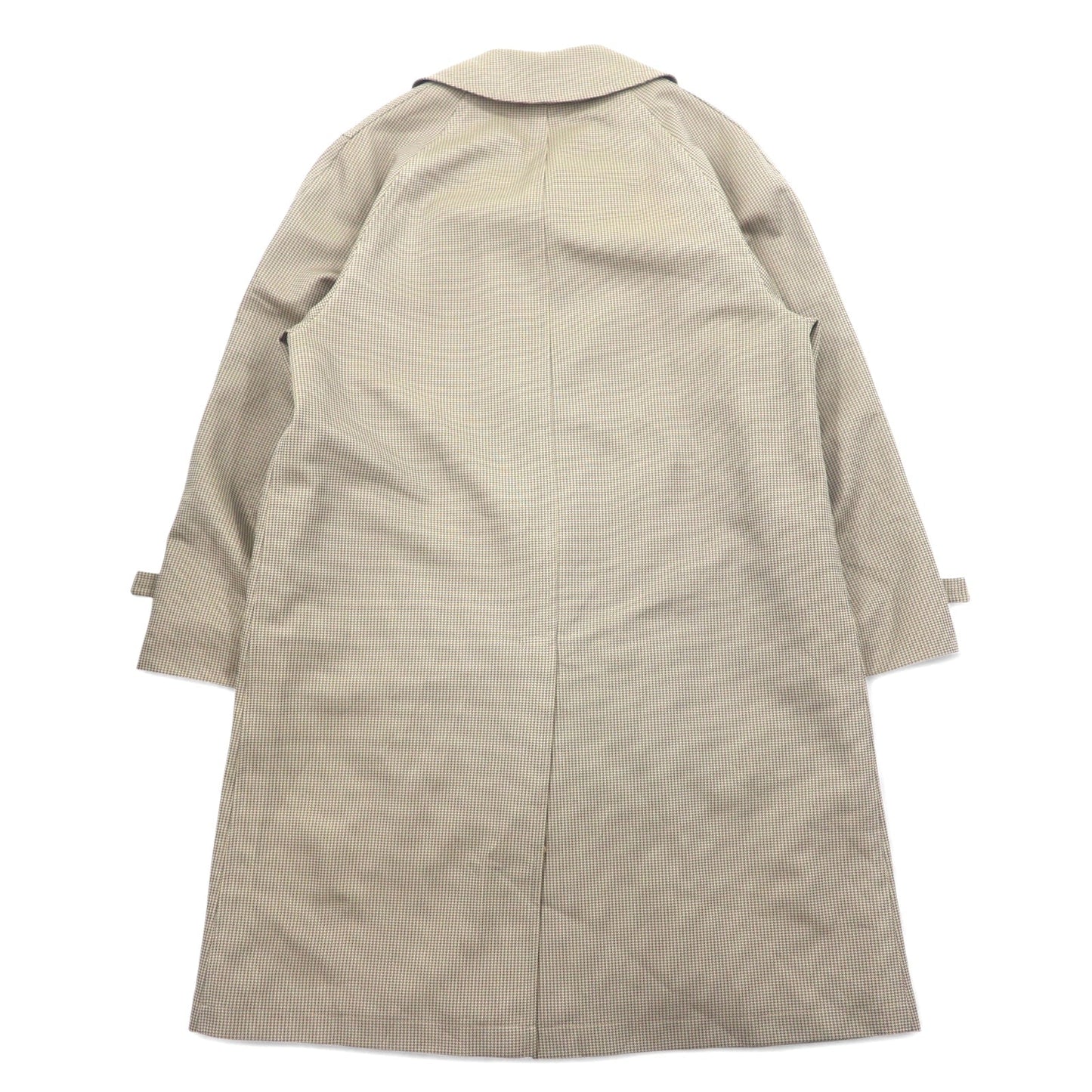 80年代 Neiman-Marcus グレンチェック ステンカラーコート 40 グレー ベージュ RASCHEL WARP KNIT