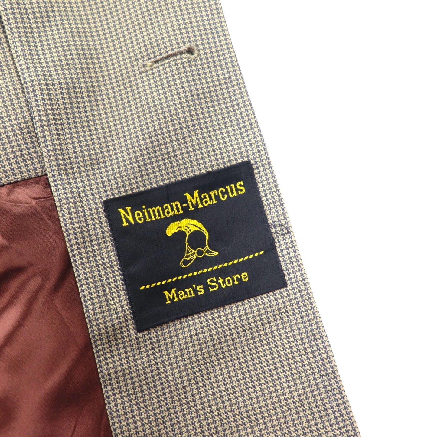 80年代 Neiman-Marcus グレンチェック ステンカラーコート 40 グレー ベージュ RASCHEL WARP KNIT