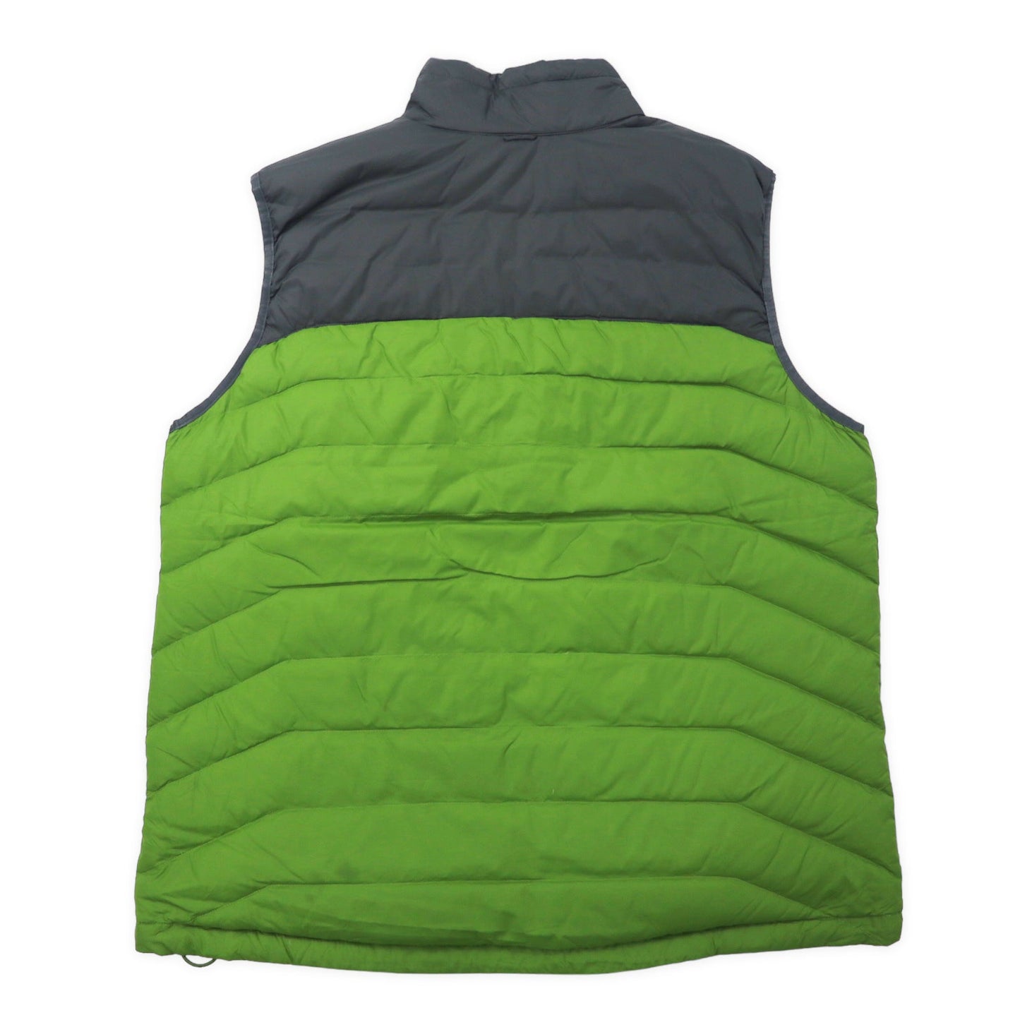 Eddie Bauer 2トーン ダウンベスト TXL グリーン グレー ナイロン ワンポイントロゴ 0805