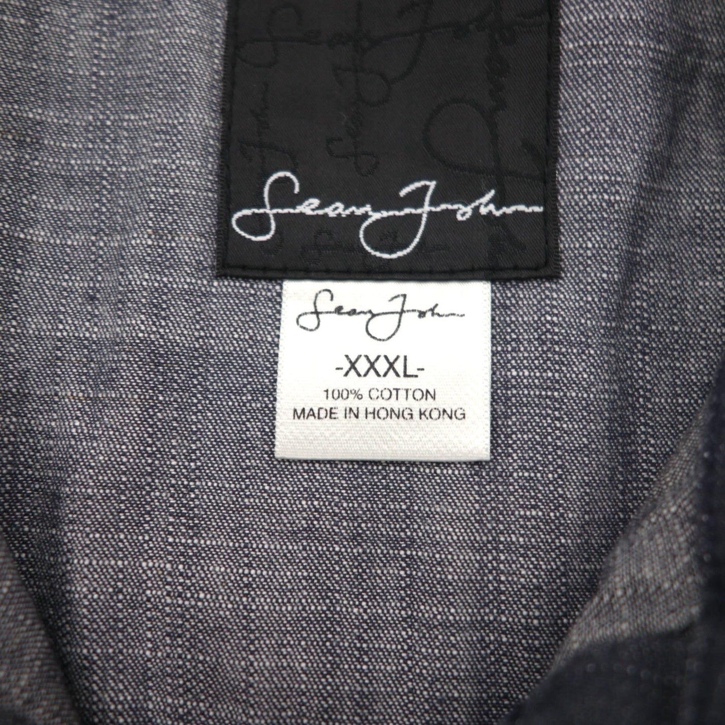 Sean John 00年代 半袖 ブラックデニムシャツ 3XL コットン スナップボタン