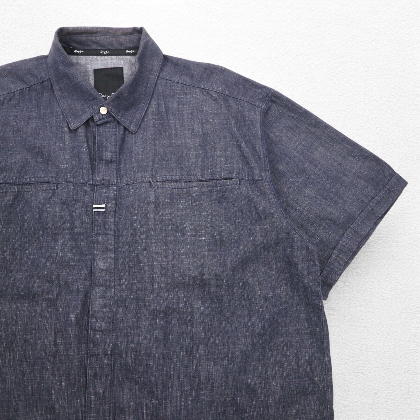 Sean John 00年代 半袖 ブラックデニムシャツ 3XL コットン スナップボタン