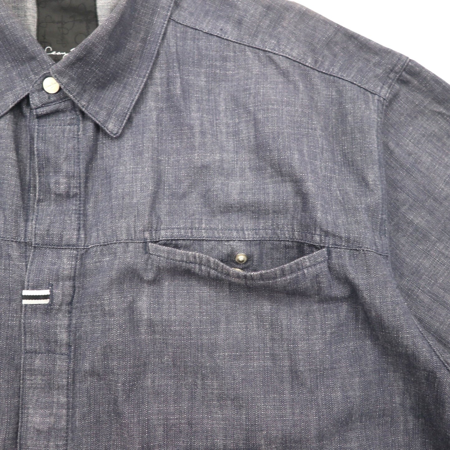 Sean John 00年代 半袖 ブラックデニムシャツ 3XL コットン スナップボタン