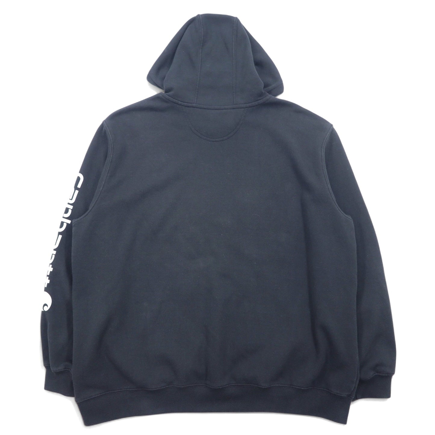Carhartt ORIGINAL FIT プルオーバーパーカー 2XL ブラック コットン 裏起毛 袖ロゴ MIDWEIGHT HOODED LOGO SWEATSHIRT K288 メキシコ製