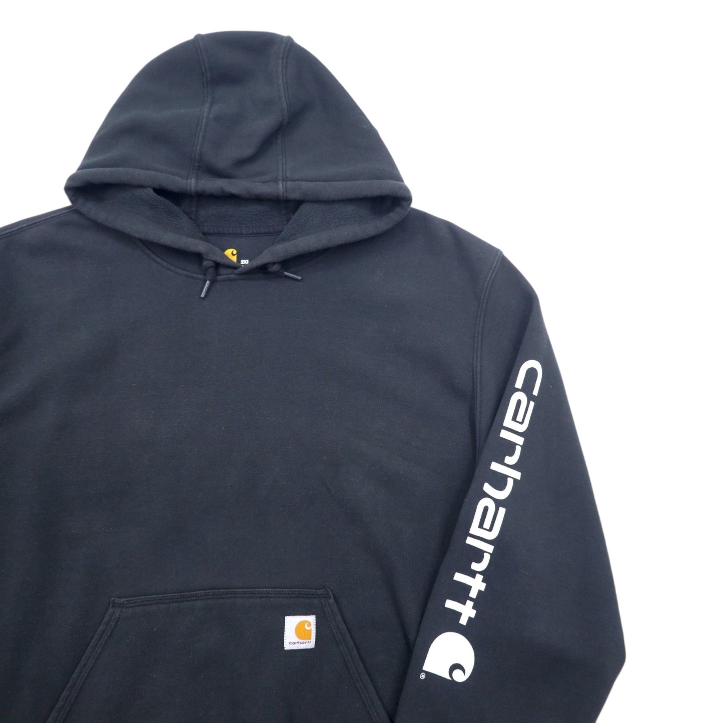 Carhartt ORIGINAL FIT プルオーバーパーカー 2XL ブラック コットン 裏起毛 袖ロゴ MIDWEIGHT HOODED LOGO SWEATSHIRT K288 メキシコ製