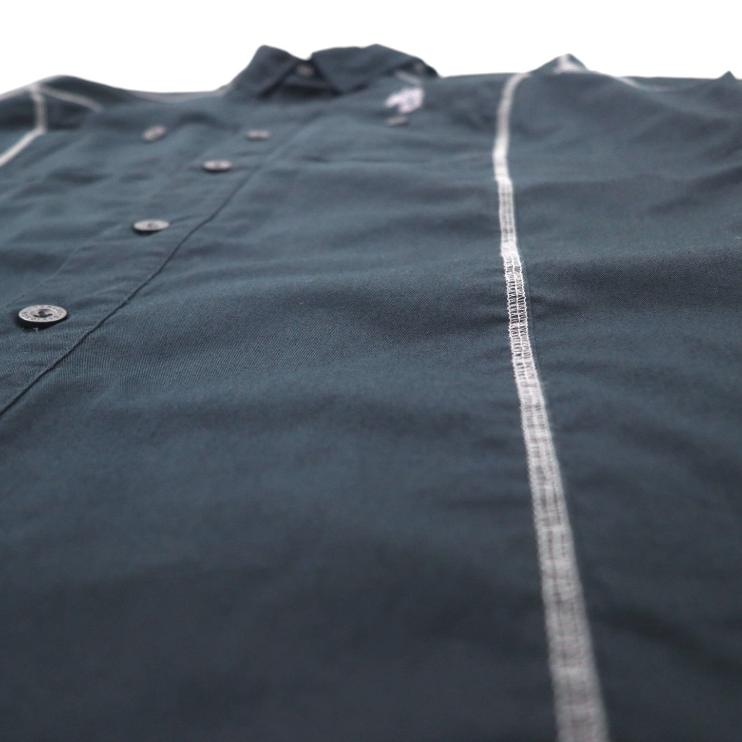 HARLEY DAVIDSON 半袖 ワークシャツ L ブラック ダブルポケット ワンポイントロゴ刺繍