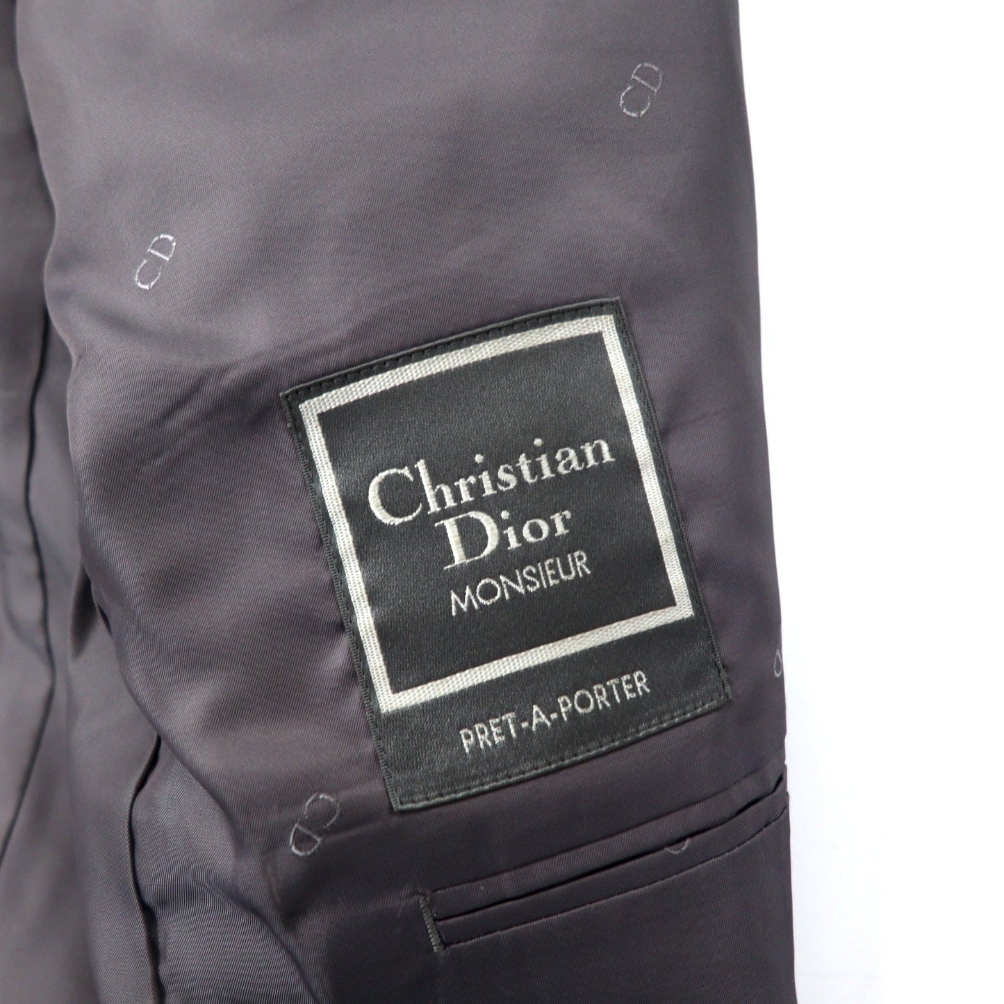Christian Dior MONSIEUR オールド 2B テーラードジャケット AB-6 175 グレー グレンチェック ウール 日本製