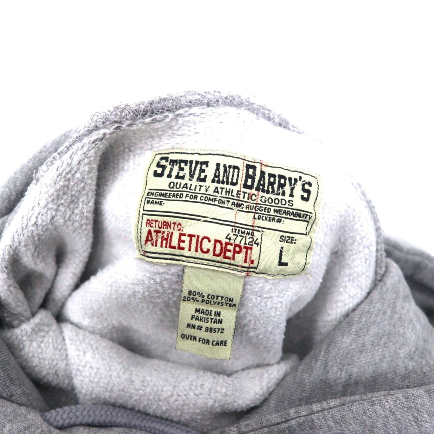 STEVE AND BARRY'S ヘビーウェイト カレッジプリント プルオーバーパーカー L グレー コットン パキ綿 NOTRE DAME ビッグサイズ