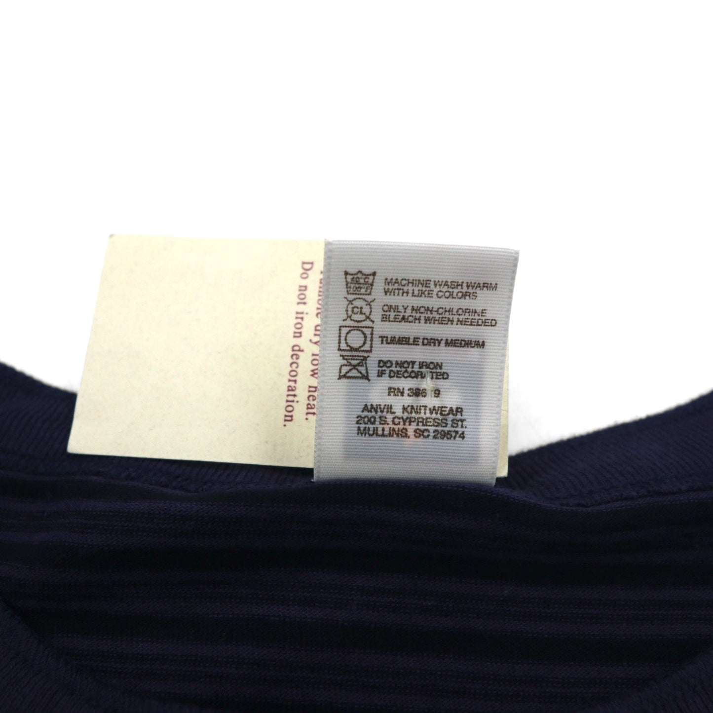 USA製 90年代 COTTON DELUXE シングルステッチ ヘンリーネック Tシャツ 2XL ネイビー ボーダー BRANSON 未使用品