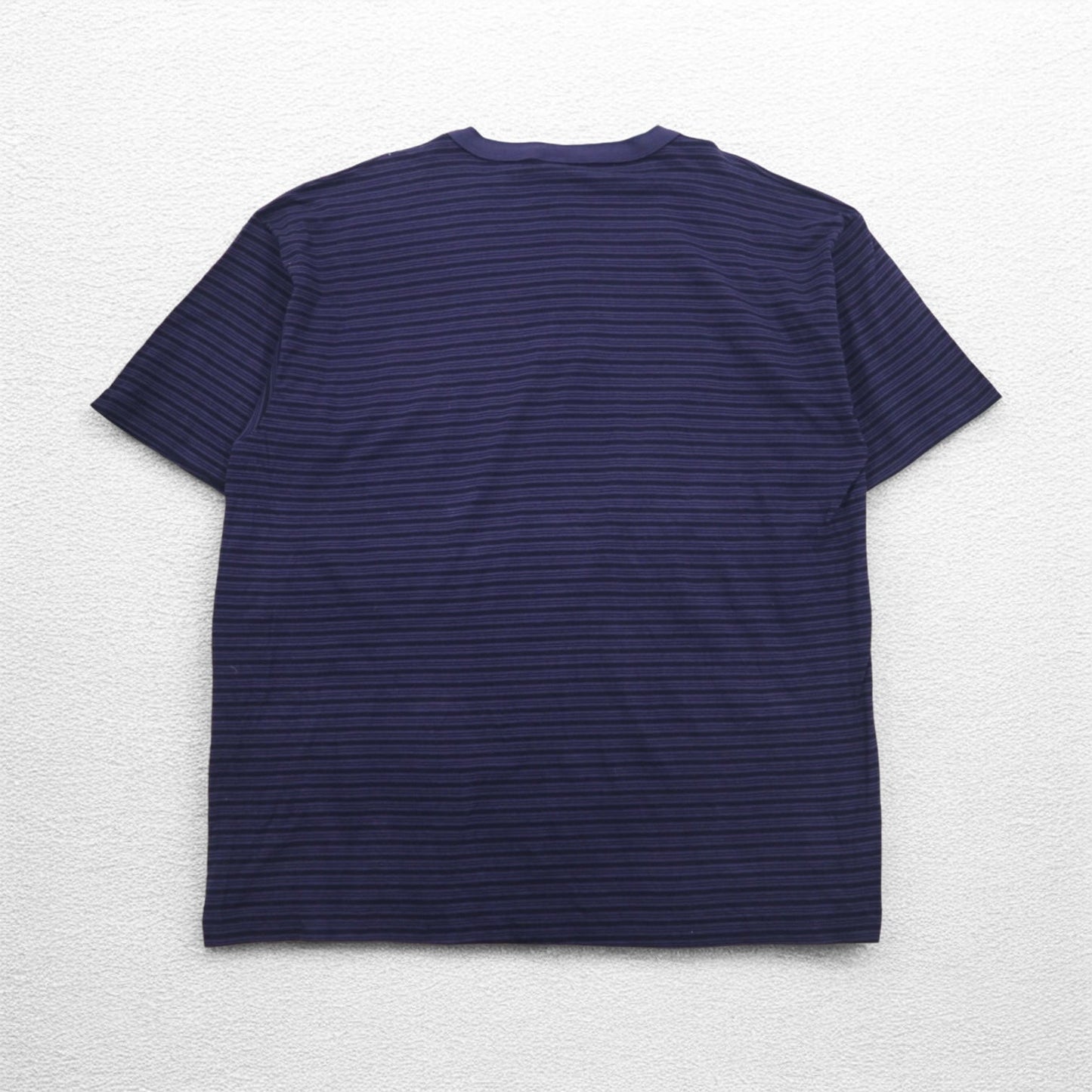 USA製 90年代 COTTON DELUXE シングルステッチ ヘンリーネック Tシャツ 2XL ネイビー ボーダー BRANSON 未使用品