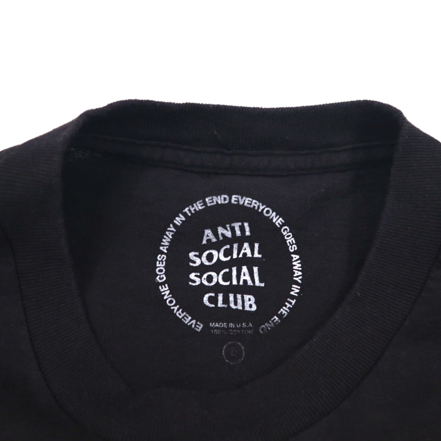 ANTI SOCIAL SOCIAL CLUB USA製 バックプリント Tシャツ L ブラック コットン ロゴ