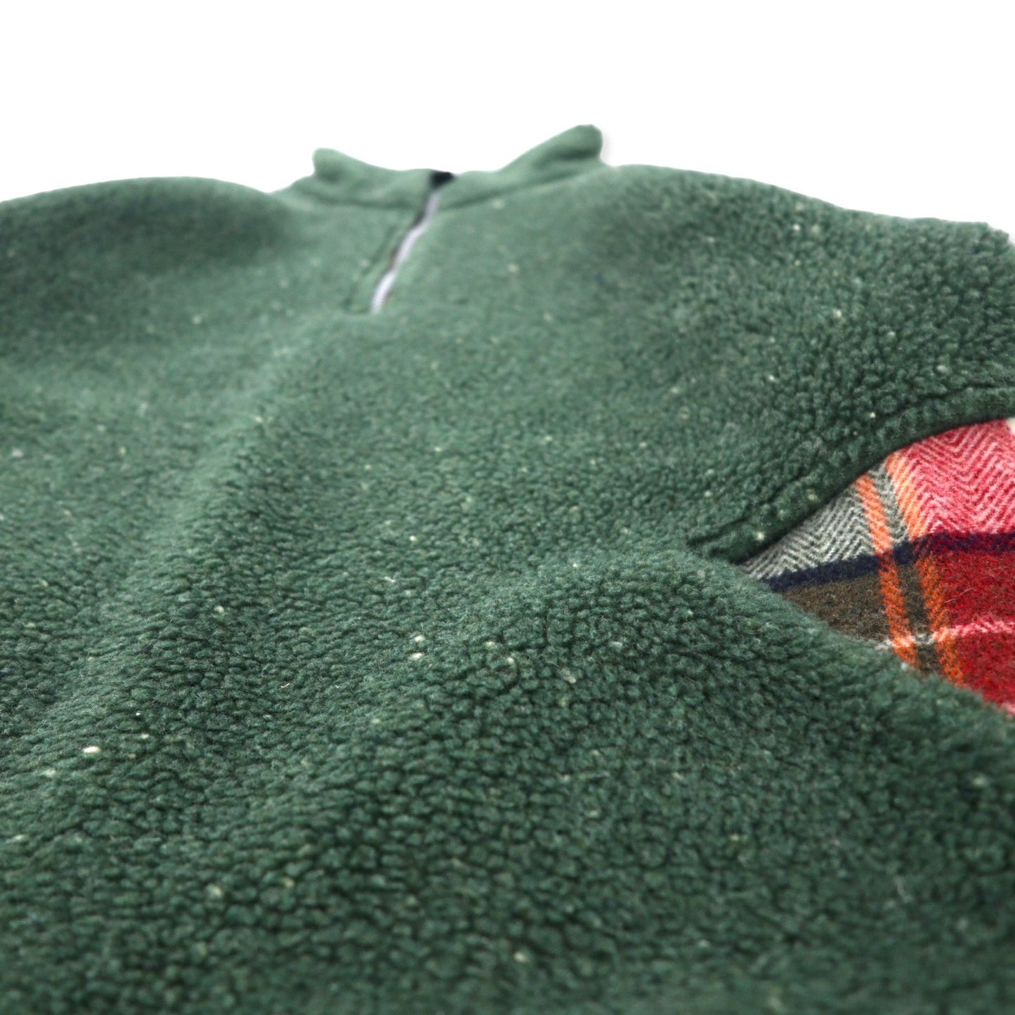 HUNTING WORLD イタリア製 ハーフジップ ボア フリースジャケット S カーキ ポリエステル バックロゴ刺繍