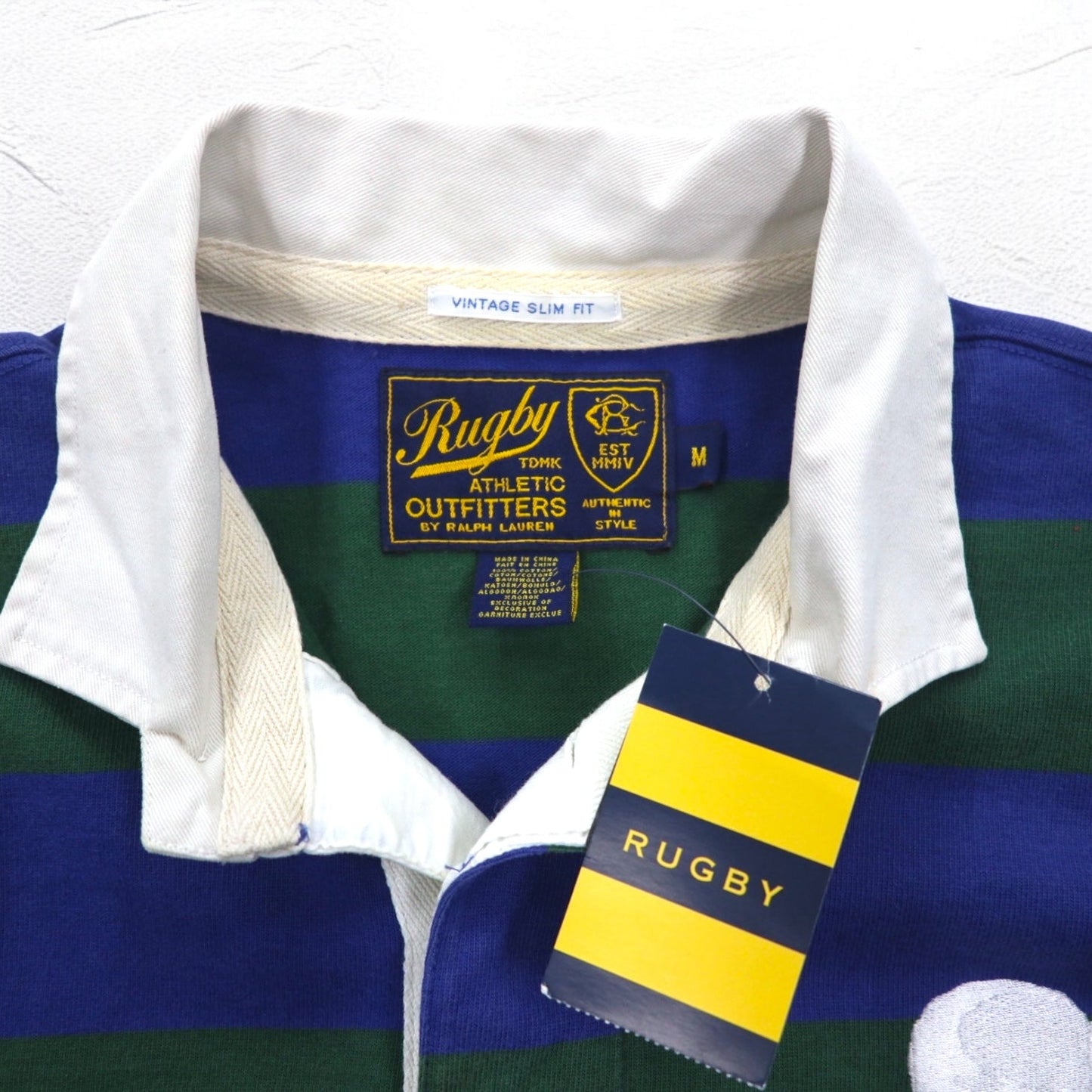 Rugby by RALPH LAUREN ボーダー ラガーシャツ M スカル 刺繍 VINTAGE SLIM FIT 0457067LMYH 未使用品