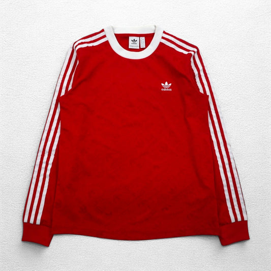 adidas originals ロングスリーブ リンガー Tシャツ ロンT XOT レッド 3ストライプ トレフォイル 3-STRIPES TEE ゲームシャツ ED7480