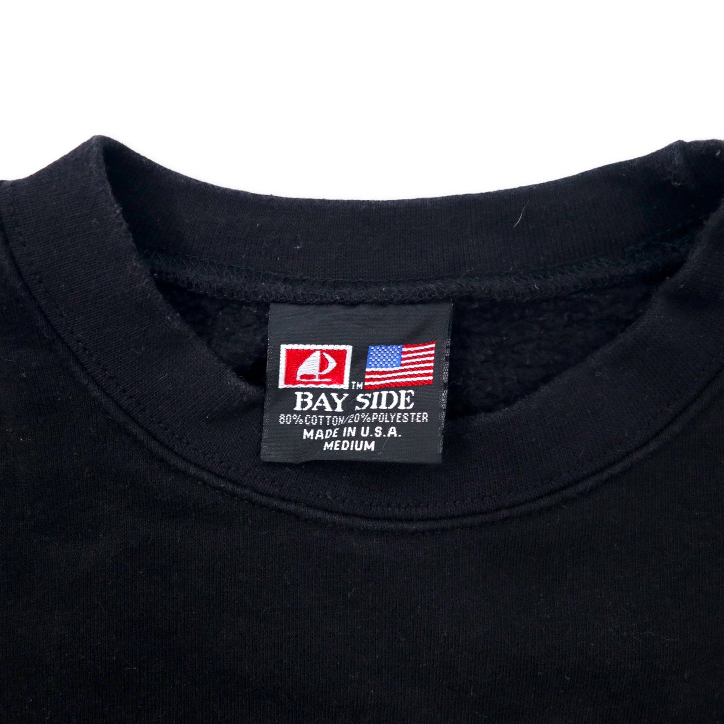 BAY SIDE USA製 スウェット M ブラック エンブレム 刺繍 コットン 裏起毛 WASHINGTON D.C. ビッグサイズ