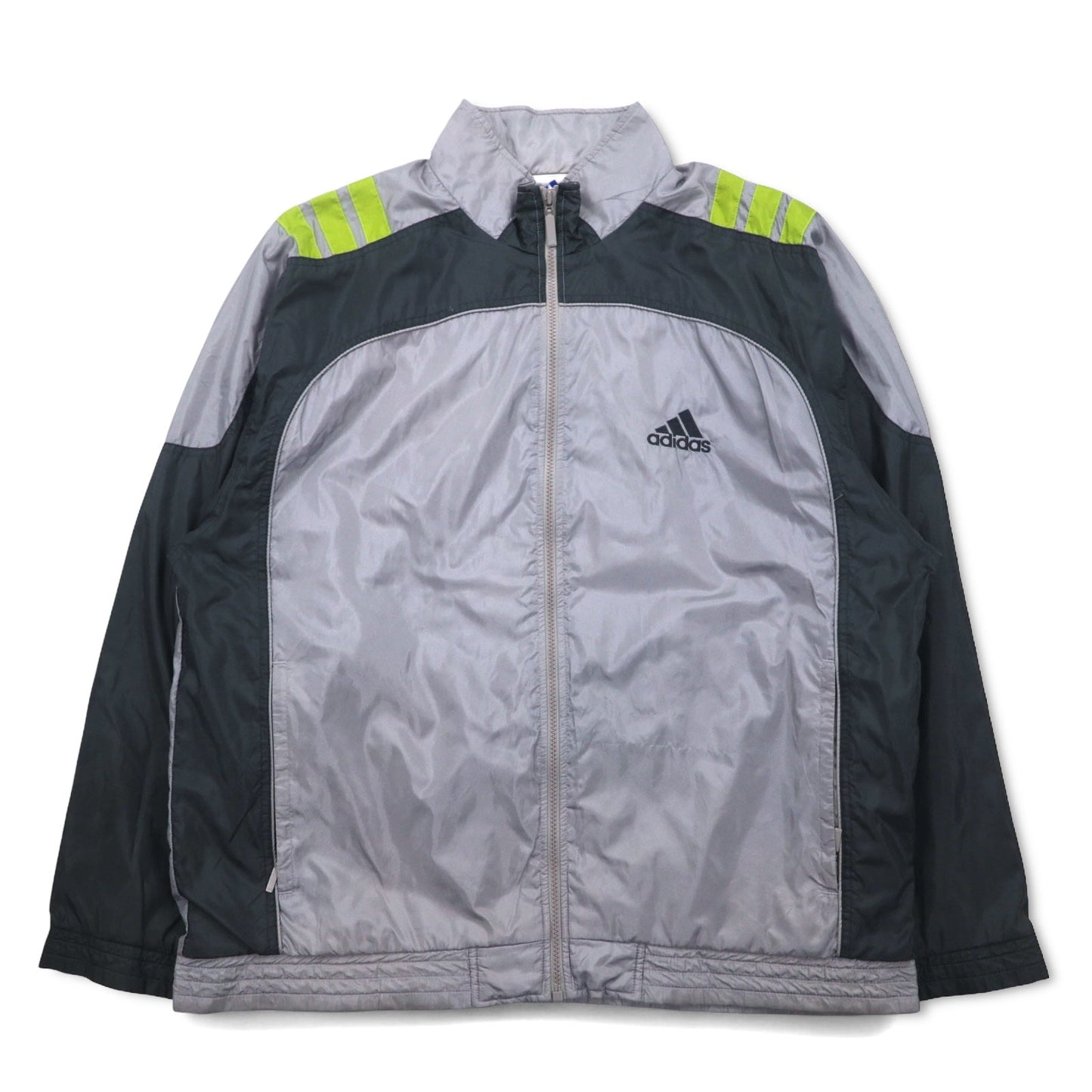 adidas 00年代 3ストライプ ナイロンジャケット トラックジャケット ジャージ XL グレー