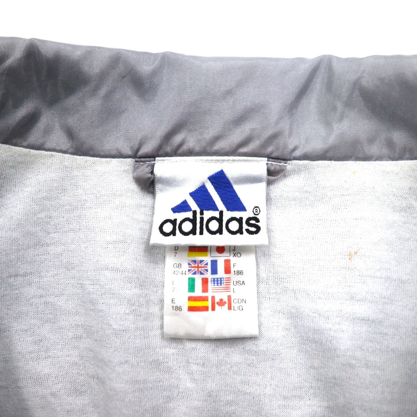 adidas 00年代 3ストライプ ナイロンジャケット トラックジャケット ジャージ XL グレー