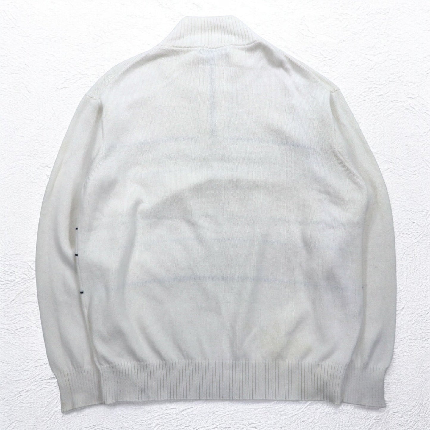 CHAPS ハーフボタン コットンニット セーター XL ホワイト ボーダー
