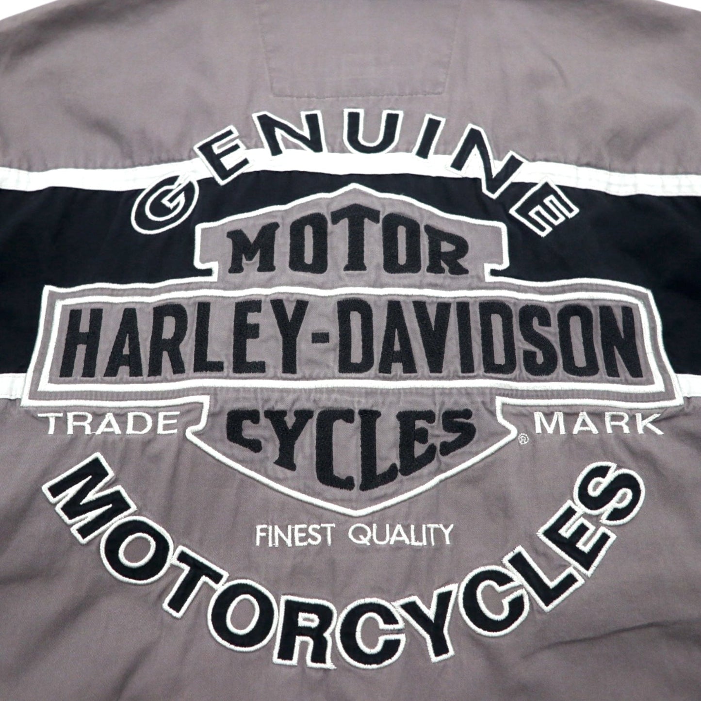 HARLEY DAVIDSON 半袖 ワークシャツ L グレー ブラック バックロゴ刺繍