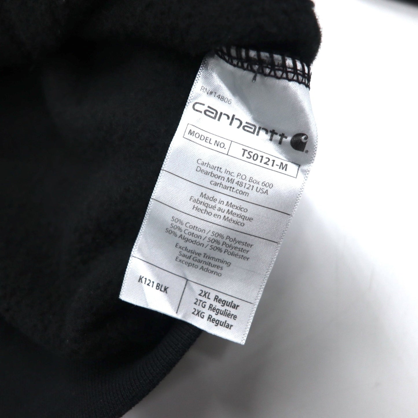 Carhartt ルーズフィット プルオーバーパーカー 2XL ブラック 裏起毛 ミッドウェイト フード スウェットシャツ K121 BLK メキシコ製