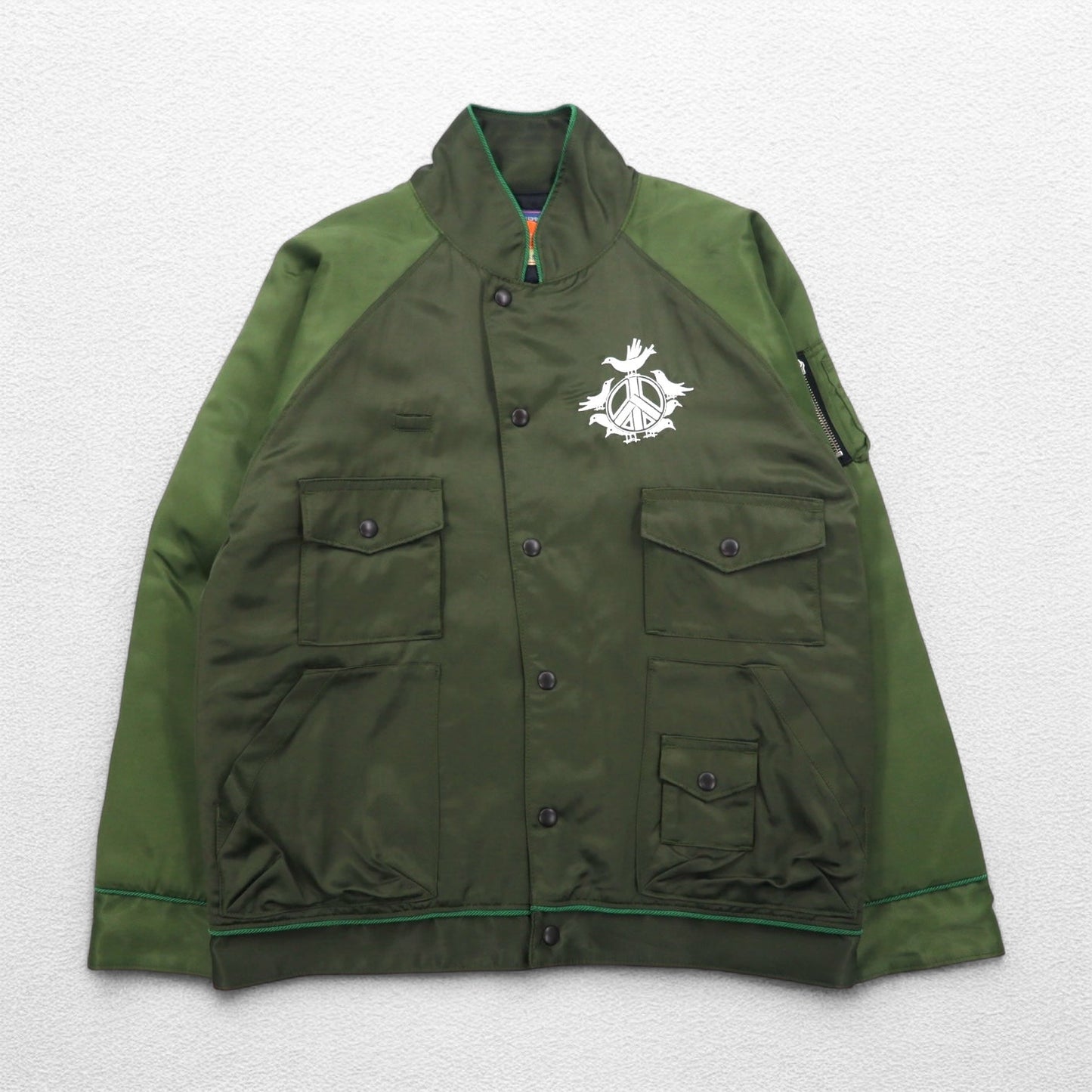 blackmeans 諸行無常 スーベニアジャケット スカジャン L カーキ レーヨン 中綿 PANTA RHEI 日本製