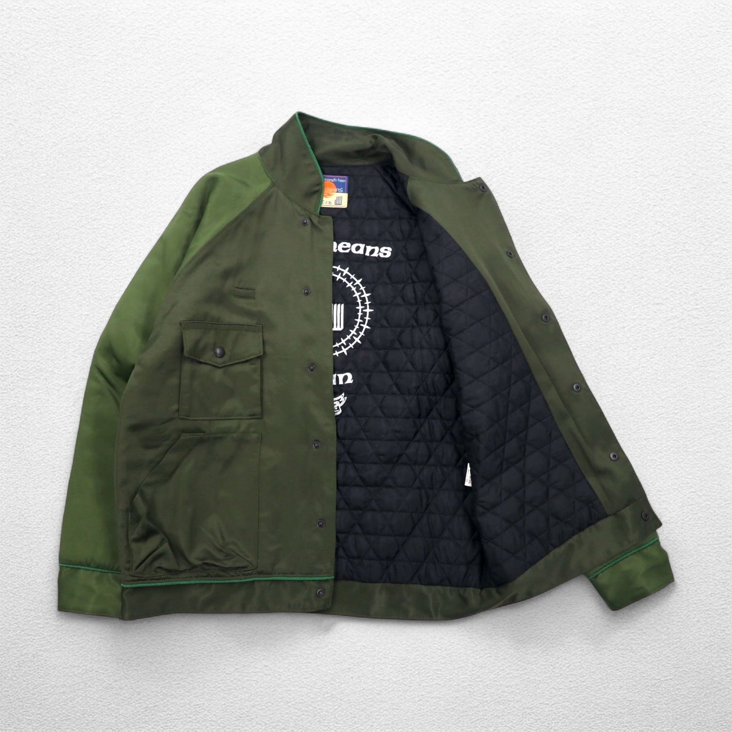blackmeans 諸行無常 スーベニアジャケット スカジャン L カーキ レーヨン 中綿 PANTA RHEI 日本製