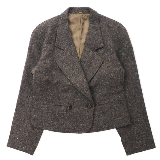 KENZO ダブル ツイード テーラードジャケット M ブラウン ウール オールド 日本製