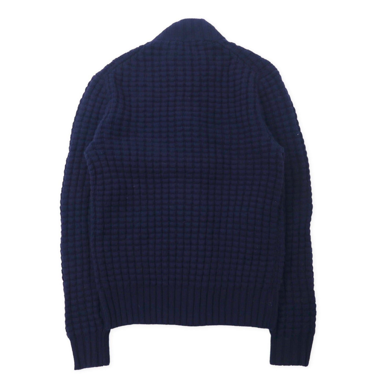 BONOBOS ワッフル編み ローゲージ ニット カーディガン M ネイビー ラムウール