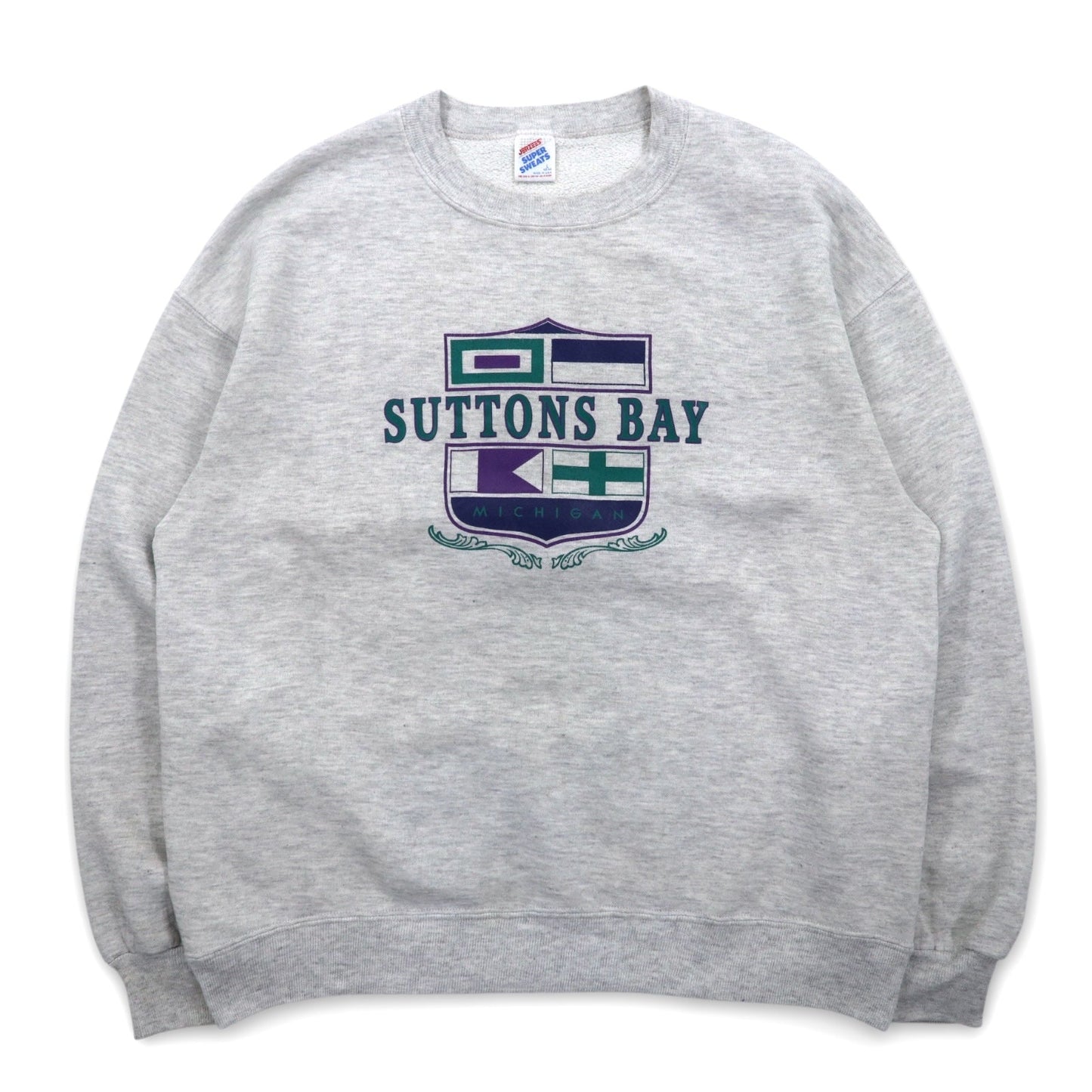 USA製 90年代 JERZEES SUPER SWEATS カレッジプリント スウェット L グレー コットン SUTTONS BAY