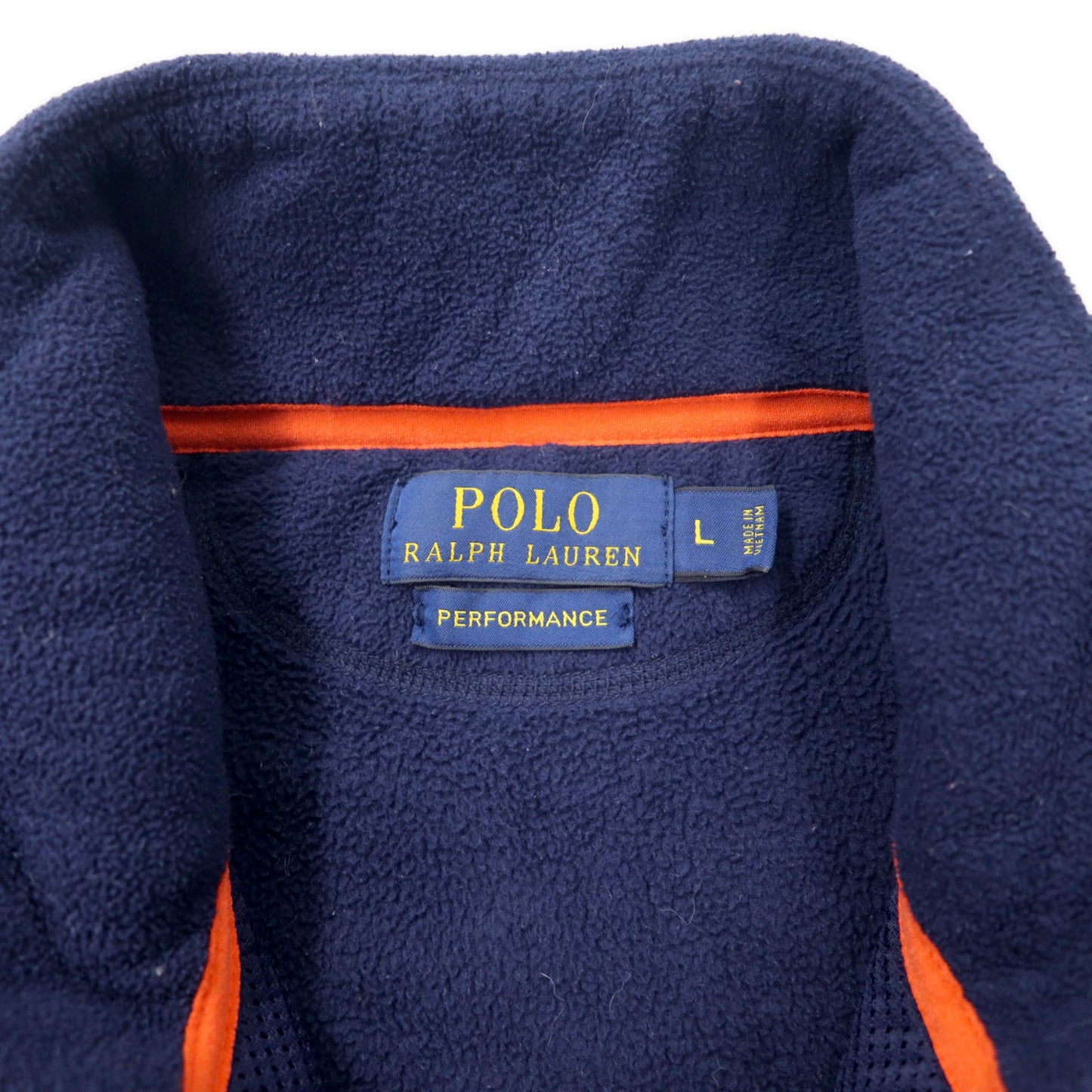 POLO RALPH LAUREN フルジップ フリースジャケット L ネイビー ポリエステル スモールポニー刺繍 PERFORMANCE