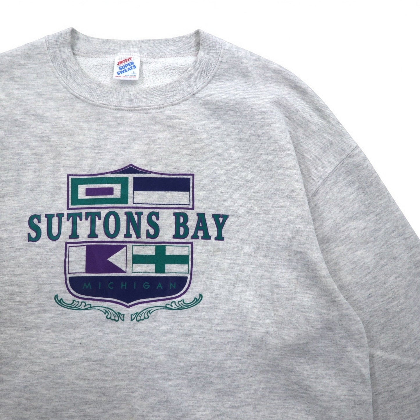 USA製 90年代 JERZEES SUPER SWEATS カレッジプリント スウェット L グレー コットン SUTTONS BAY