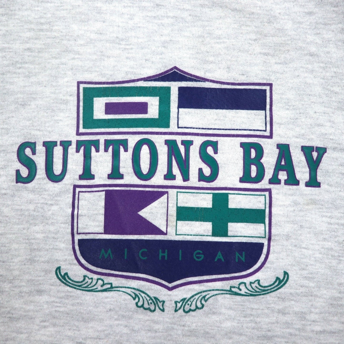 USA製 90年代 JERZEES SUPER SWEATS カレッジプリント スウェット L グレー コットン SUTTONS BAY