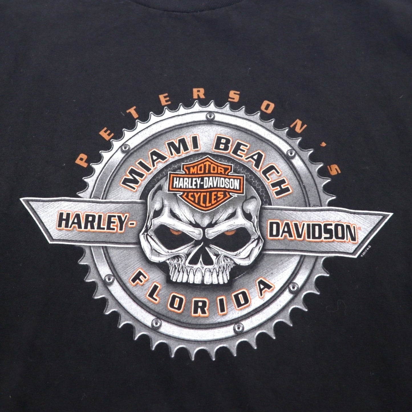 HARLEY DAVIDSON スカル 両面プリント Tシャツ 3XL ビッグサイズ ブラック コットン MIAMI BEACH