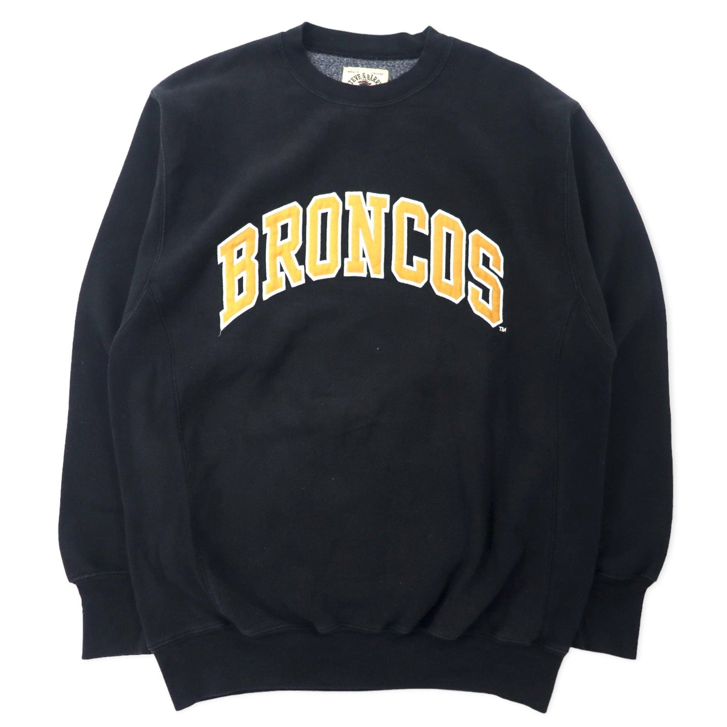 STEVE & BARRY'S リバースウィーブ スウェット L ブラック コットン パキ綿 裏起毛 NFL BRONCOSビッグサイズ