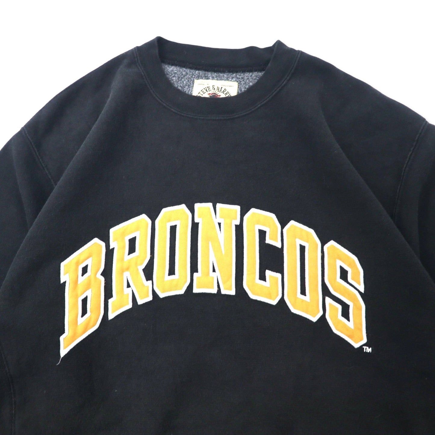 STEVE & BARRY'S リバースウィーブ スウェット L ブラック コットン パキ綿 裏起毛 NFL BRONCOSビッグサイズ