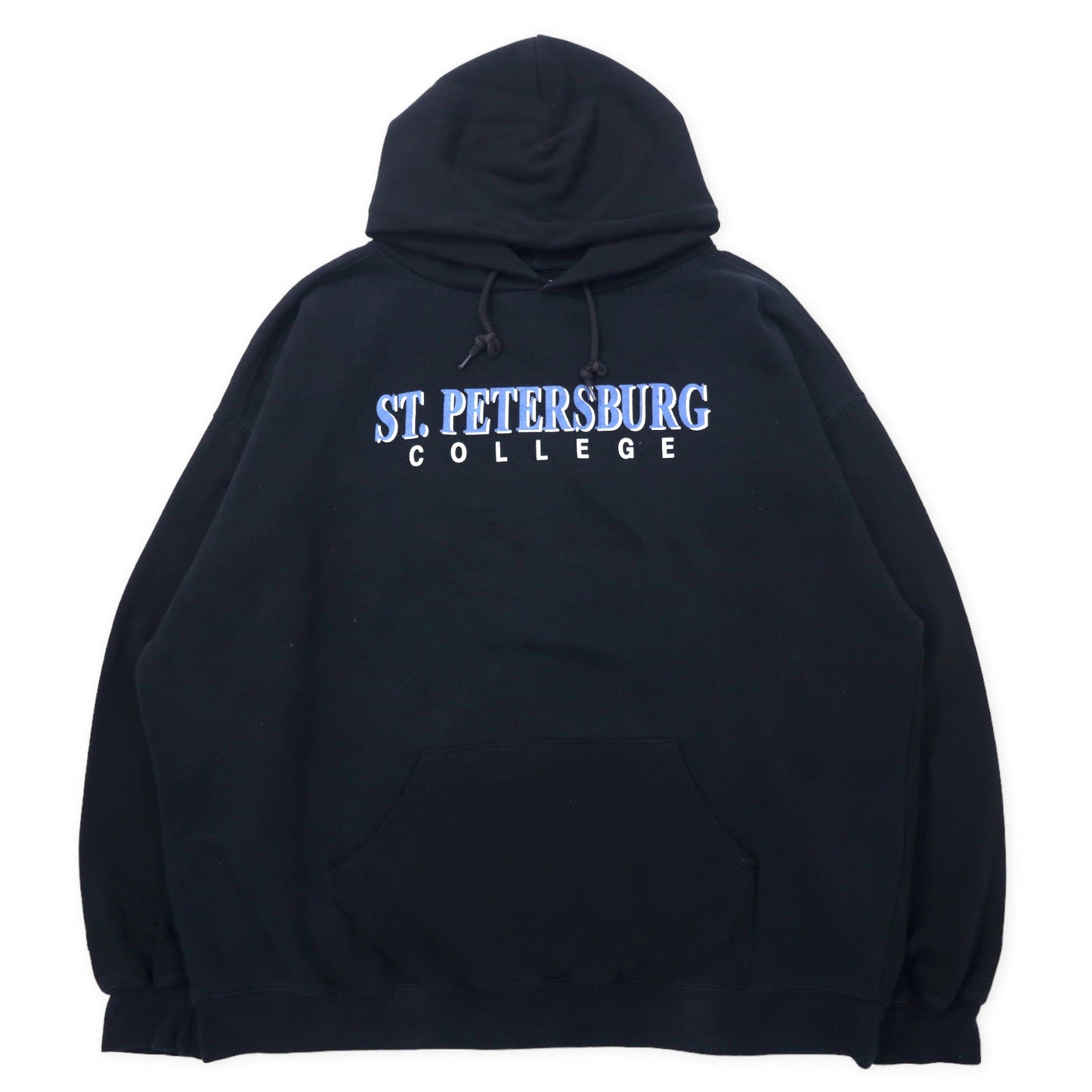 JAN SPORT カレッジプリント プルオーバーパーカー XXL ブラック コットン ST. PETERSBURG COLLEGE ビッグサイズ