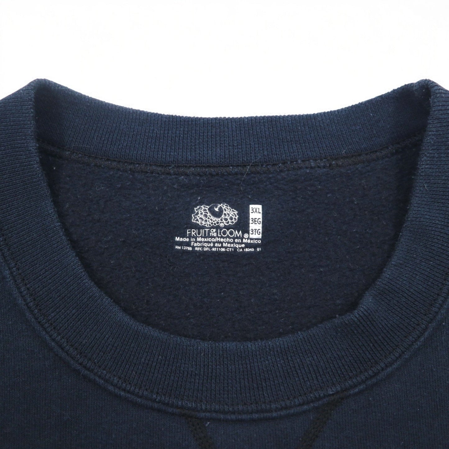 90年代 FRUIT OF THE LOOM カレッジプリント スウェット 3XL ネイビー SOUTH BOSTON アーチロゴ 前V メキシコ製