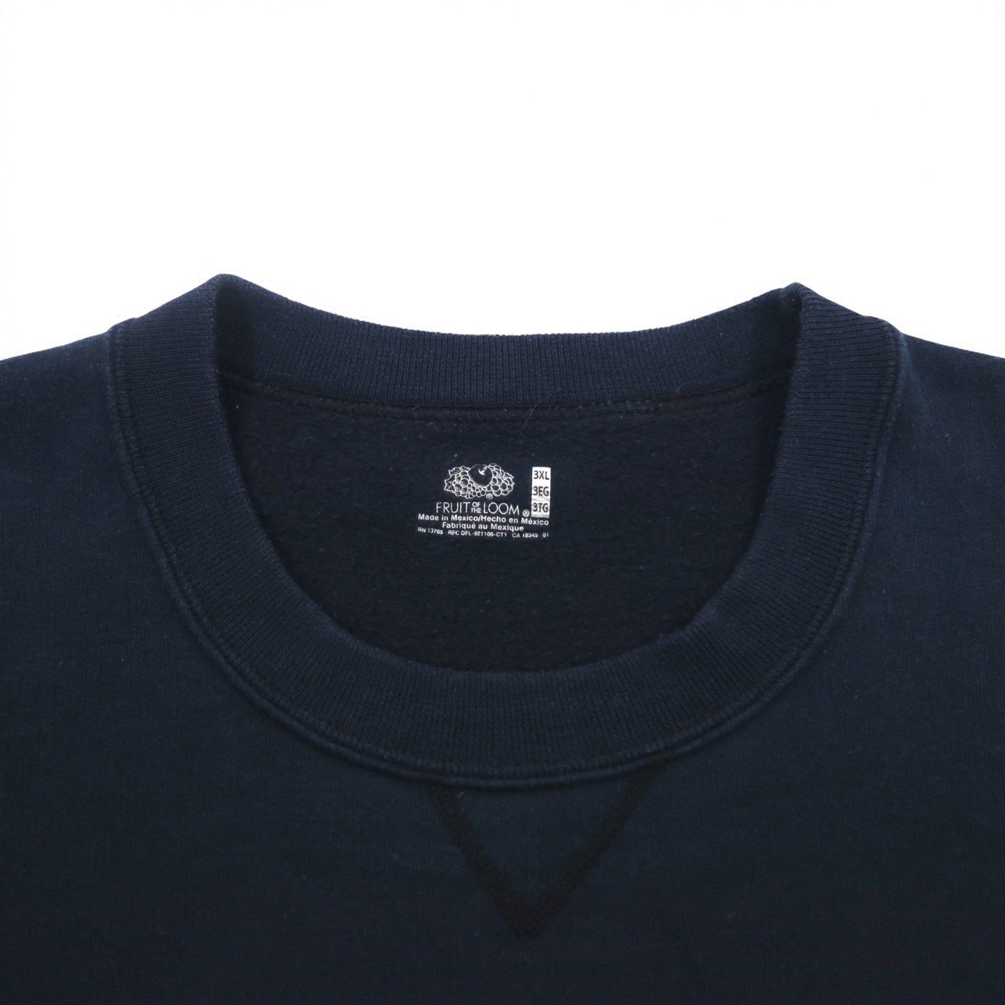 90年代 FRUIT OF THE LOOM カレッジプリント スウェット 3XL ネイビー SOUTH BOSTON アーチロゴ 前V メキシコ製