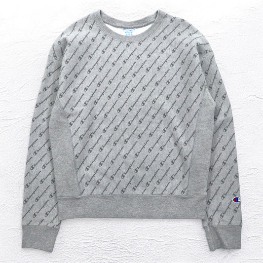 Champion リバースウィーブ REVERSE WEAVE 総柄 スウェット XL グレー 青単タグ 復刻 ホンジュラス製