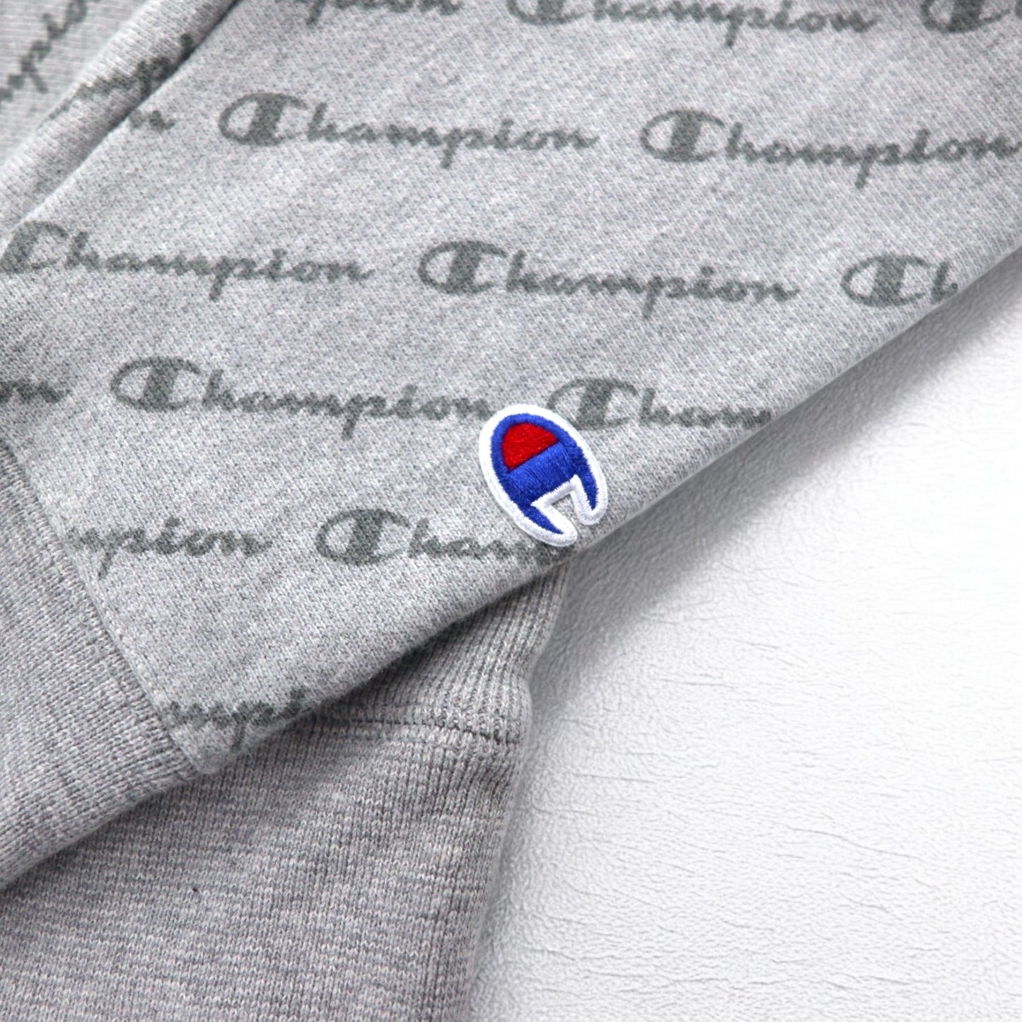 Champion リバースウィーブ REVERSE WEAVE 総柄 スウェット XL グレー 青単タグ 復刻 ホンジュラス製