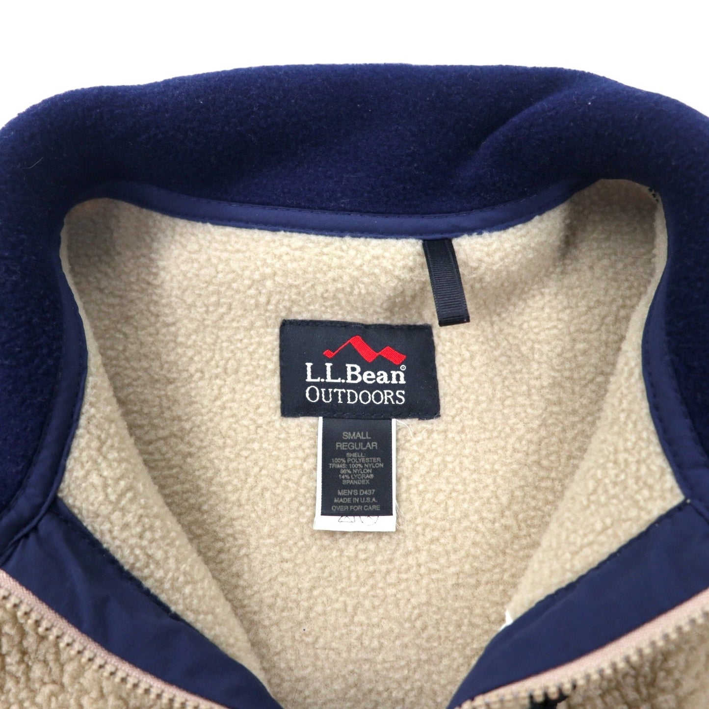 L.L.Bean USA製 フルジップ フリースジャケット S クリーム ポリエステル 0D437