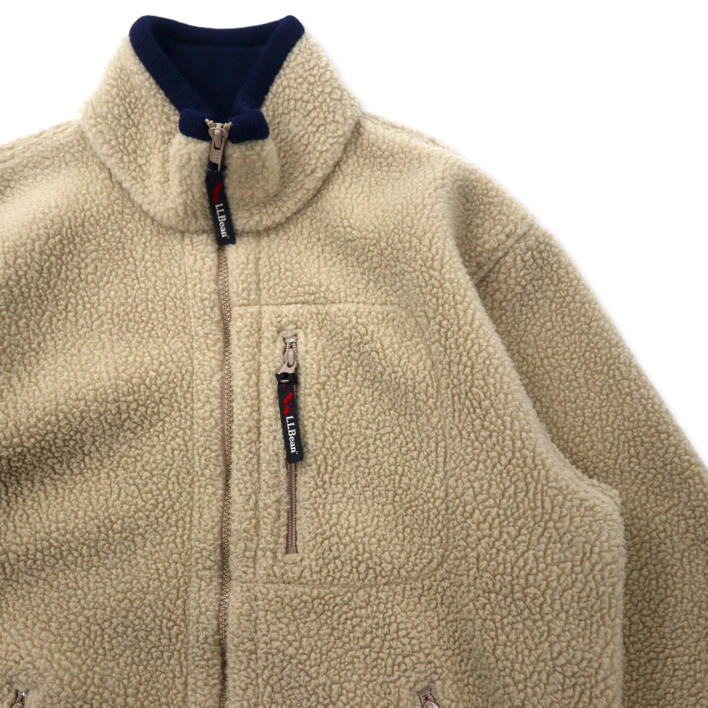 L.L.Bean USA製 フルジップ フリースジャケット S クリーム ポリエステル 0D437