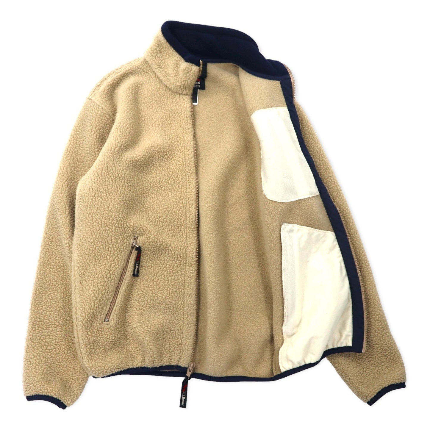 L.L.Bean USA製 フルジップ フリースジャケット S クリーム ポリエステル 0D437